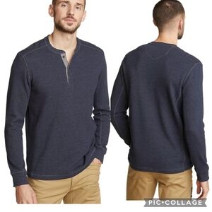Eddie Bauer Henley Shirt Men's TXL Ultrasoft Thermal Navy Blue Outdoor Camping